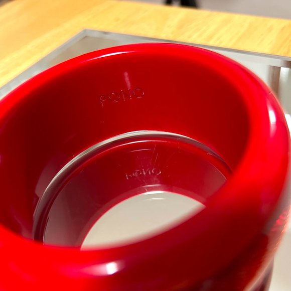 Fabulous Cherry Red PONO Wide Metallic Lucite Bangle Bracelet Joan Goodman - Picture 6 of 9